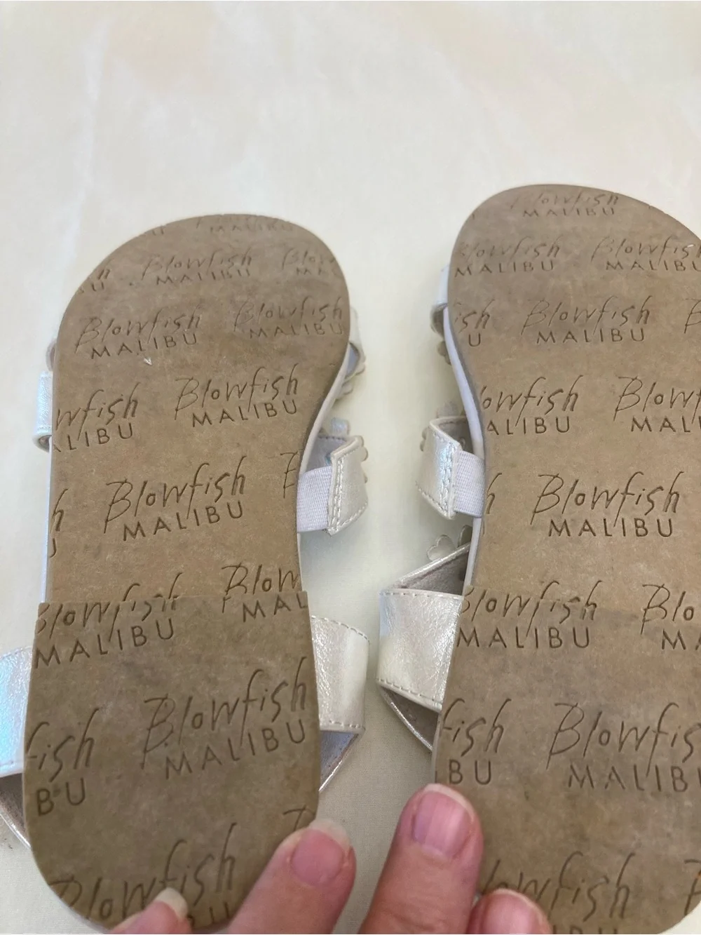 Blowfish Malibu Children's Floral Strap Sandals - white iridescent. Size US 13